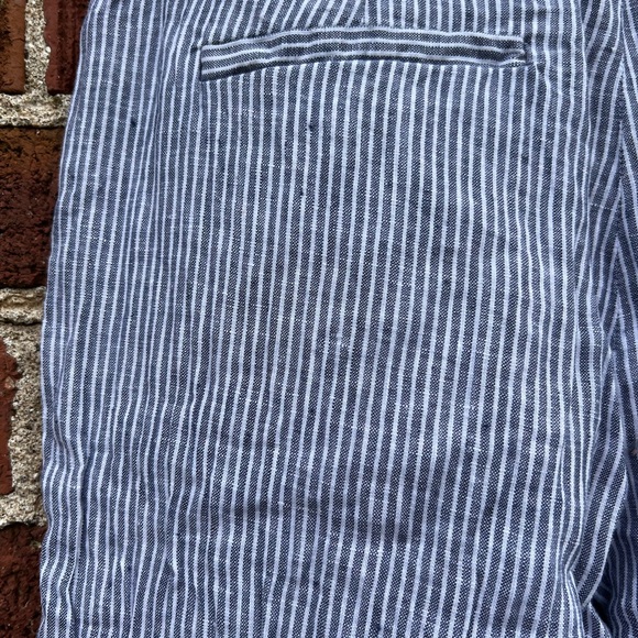 Banana Republic Navy White Striped Martin Fit Pants 100% Linen size 4 Nautical - Picture 6 of 7